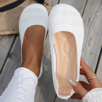 Xajzpa Comfortable Big-Head Shoes Round-Toe Flat Knitted Shoes Korean-Style Versatile Women's Single Shoes Walking Loafers Sneakers